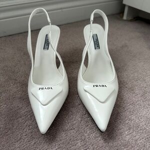 Brushed Leather Slingback Pumps